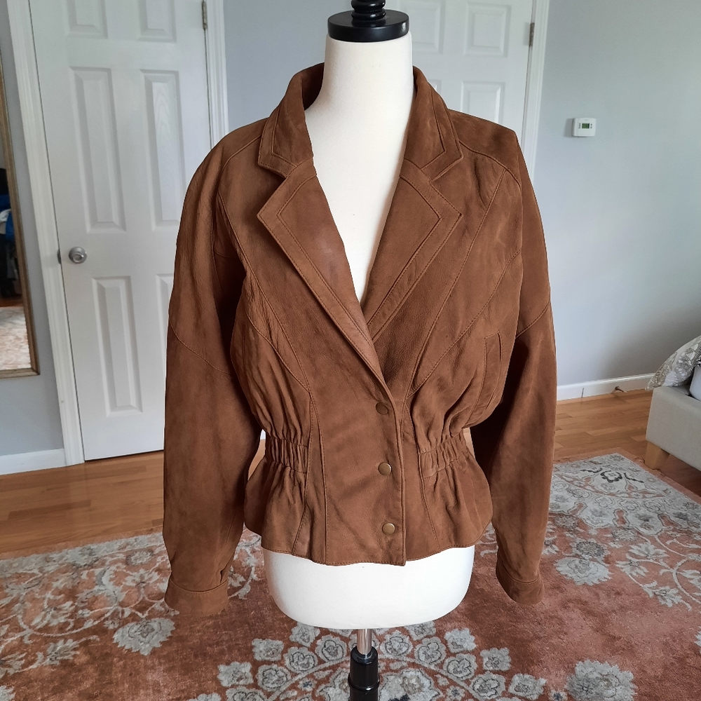 Vintage brown leather bumber jacket